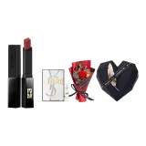 Маленький Черный Полосы #302 (Формальная Одежда) + Розовый Букет + Коробка