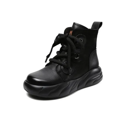 H2 Лицевая коровья кожа Термическая платформа Универсальный тип обуви Британский винтаж Женская обувь Ботильоны Женские