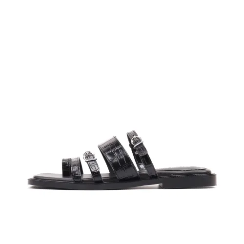 Asthershop Плоская подошва Тапочки Унисекс Черный Версия 2,0 см