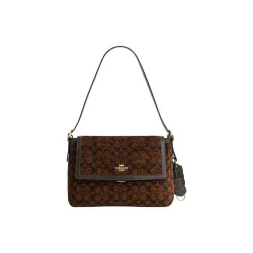 COACH Etta Ткань Сумка через плечо Большая Женская Трюфельно-коричневый