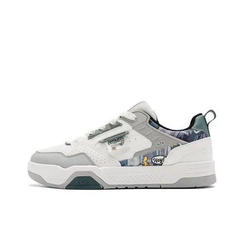 QIAODAN Slip-resistant Abrasion-resistant Low-top Skateboard Shoes Men's Cloud PEAK White Lime Green QIAODAN Противоскользящие Износостойкие Низкие Кроссовки для скейтбординга Мужские Облако PEAK Белый Лаймово-зеленый