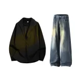 Чёрная рубашка + тёмно-синие джинсы