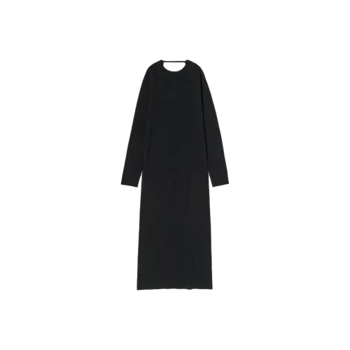 Auralee FW25 Шерсть Эластичный Двойной Лицо KNIT Платье Длинное с Длинными Рукавами Платье Женское