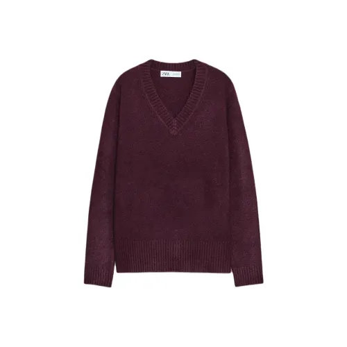 ZARA Бордовый Красный Женский Трикотаж