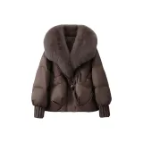 Кофейный ожерелье-чокер пуховая куртка