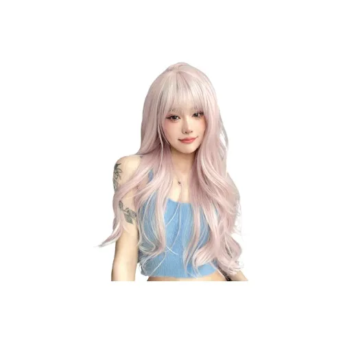 Northward Incline Натуральный Misty Светло-розовый Кудрявый Большая волна Длинные Волосы Женская Перука Высокая Температура Пряжа