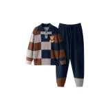 [Мужской] Синий Коричневый Преппи Медведь