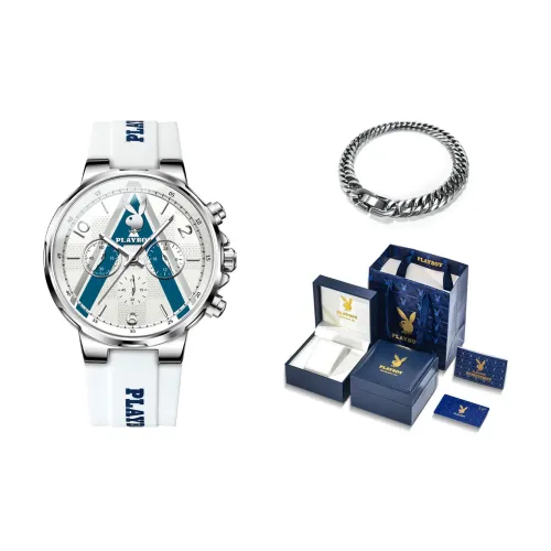 Playboy Space Collection Кварцевый механизм Силиконовый ремешок Часы Мужские Белый циферблат