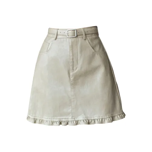 Ning Cai Yuer Кожаные короткие юбки Женские