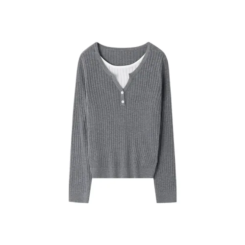 MOHANYIMEI Серый+Белый Женский Трикотаж