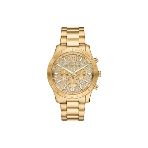 MICHAEL KORS Мужские часы Кварцевый механизм Ремешок из нержавеющей стали 44 мм Золотистый циферблат