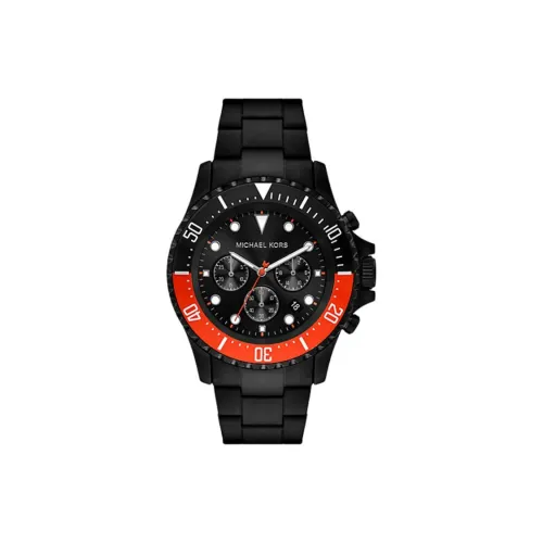 MICHAEL KORS Мужские часы Кварцевый механизм Ремешок из нержавеющей стали 45 мм Черный циферблат