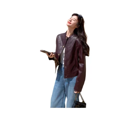 H YXIANG Кожа Куртка Женская