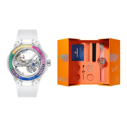 HANBORO Aurora Автоматический Механический Механизм Силиконовый Ремешок Часы Унисекс Мать Жемчуга Циферблат Часов HBR986 CB