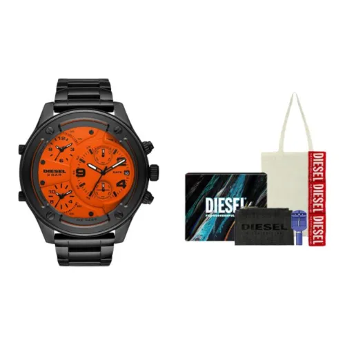 DIESEL BOLTDOWN Мужские часы Кварцевый механизм Ремешок из нержавеющей стали Апельсиновый циферблат Часы
