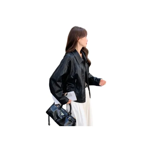 H YXIANG Кожа Куртка Женская