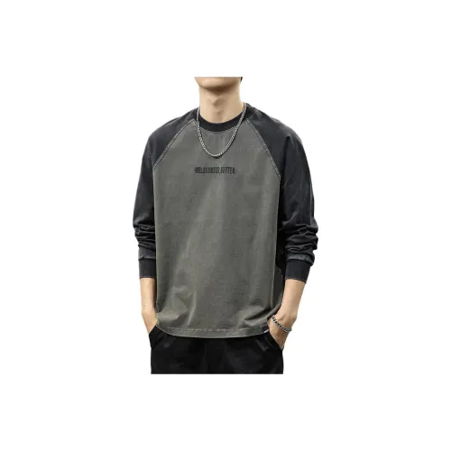 SLLAVIF Черный Серый Цвет Мужская T-Рубашка