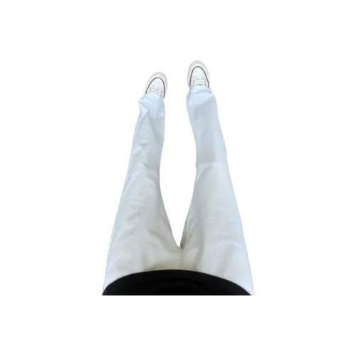 DUATOGE Pure White Semi Elastic Waist Men's Jeans