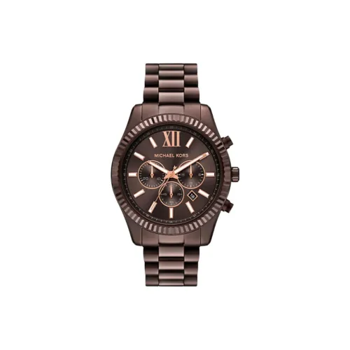 MICHAEL KORS Наручные часы Кварцевый механизм Ремешок из нержавеющей стали 44 мм Кофейный циферблат Часы Мужские