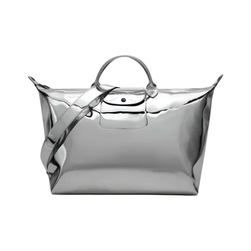 LONGCHAMP Холст Путешественная Сумка Сумка через плечо Большая Женская Серебряная