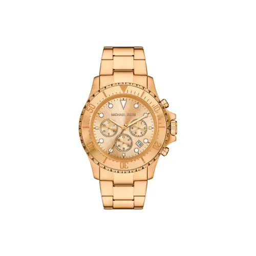 MICHAEL KORS Мужские часы Кварцевый механизм Ремешок из нержавеющей стали 45 мм Золотистый циферблат