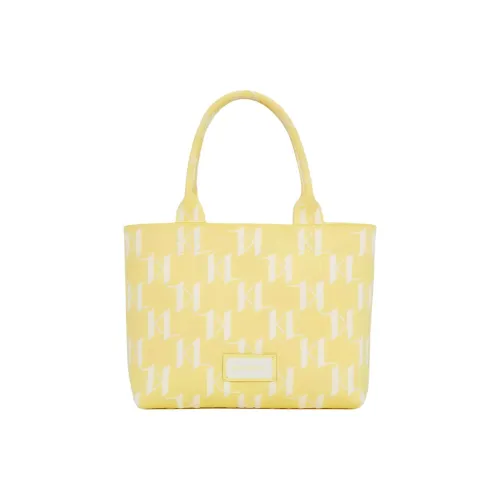 KARL LAGERFELD Переработанный полиамид Тоут Сумка Сумка для покупок Сумка среднего размера Женская Желтая и Белая