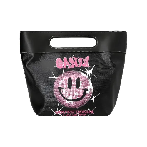 GANNI Покрытый холст Тоут Сумка Сумка для покупок Сумка через плечо Сумка Мини Женская Черная