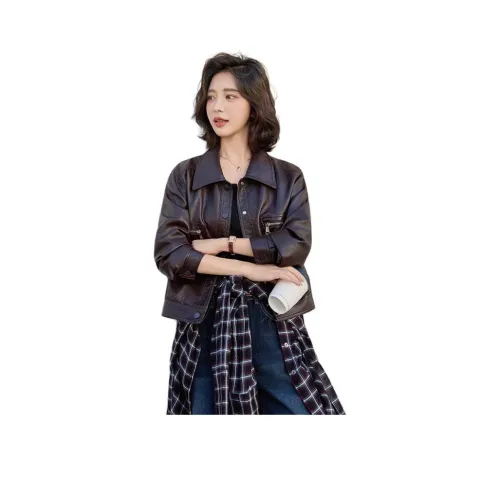 H YXIANG Кожа Куртка Женская