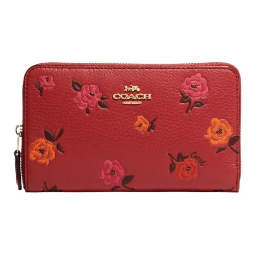 COACH Id Zip Wallet из галечной кожи держатель для карт кошелек средний женский красный