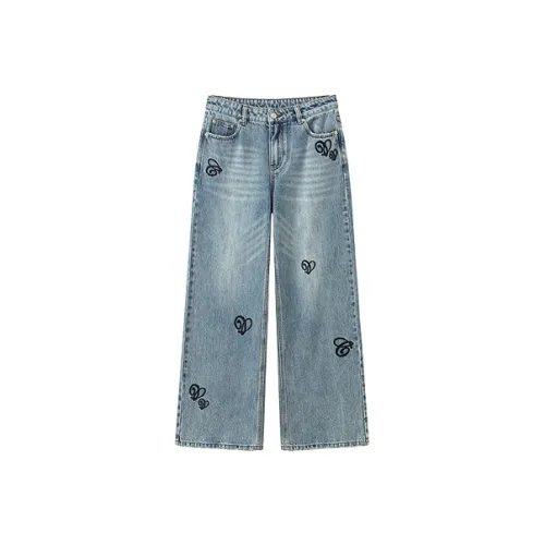 CHUU Medium Denim Blue Women's Jeans CHUU Средний деним синий женский джинсы