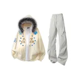 Абрикос + Светло-серые штаны