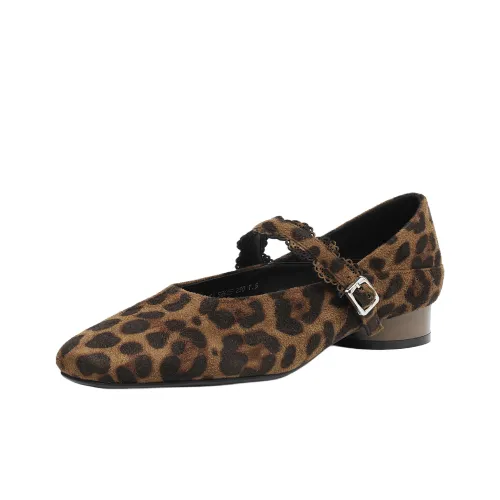 DAPHNE Mary Jane Shoes с леопардовым принтом женские