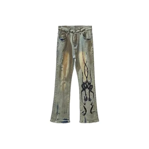 ONENINE34PM Желтый Грязь Мужские Джинсы