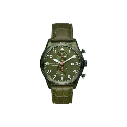 MICHAEL KORS Наручные часы Кварцевый механизм Кожаный ремешок 44 мм Зеленый циферблат Мужские часы