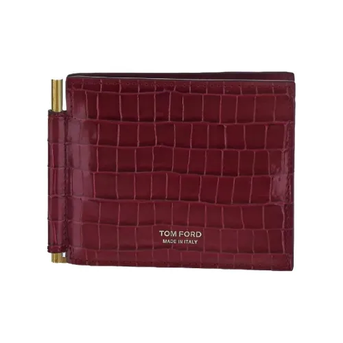 TOM FORD Тисненая кожа Двойной складной кошелек Мужской Бордовый