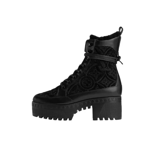 LOUIS VUITTON Grace Coddington Коллаборация Котенок Catogram Коллекция Laureate Короткий Мартин Boot 5cm Женские Черный