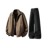 Кофейный топ + черные штаны