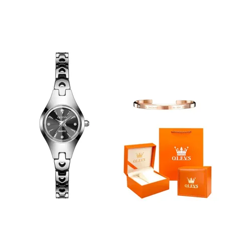 OLEVS Кварцевый механизм стальной ремешок из вольфрамовой стали женские часы черный циферблат