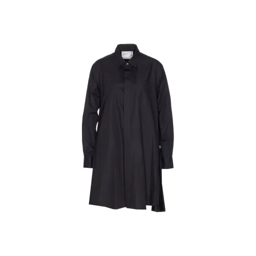 Sacai FW25 Длинное платье с длинными рукавами женское