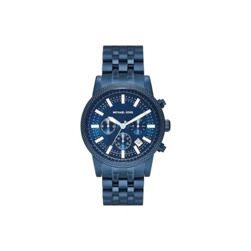 MICHAEL KORS Мужские часы Кварцевый механизм Ремешок из нержавеющей стали 43 мм Синий циферблат