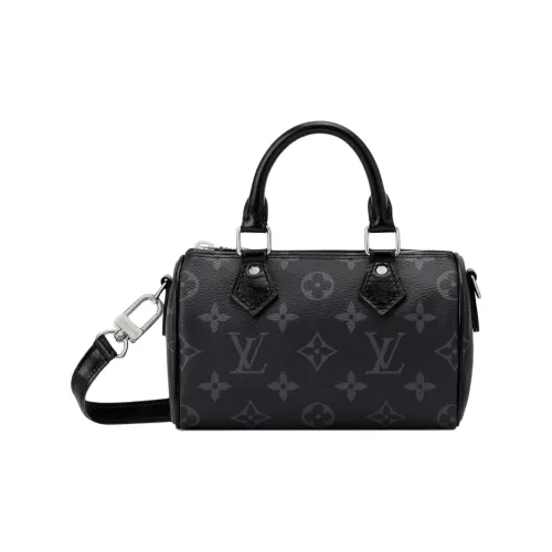 LOUIS VUITTON NANO SPEEDY Покрытый холст Сумка на одно плечо Женская Черная