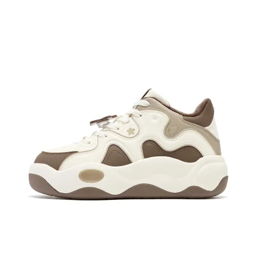 QIAODAN Slip-resistant Abrasion-resistant High Top Скейтборд Кроссовки Женские Айвори Белый Hawthorn Коричневый