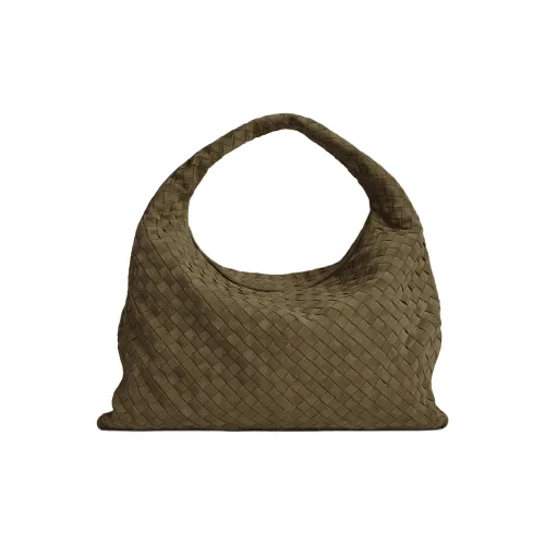 Bottega Veneta Hop Коровья кожа Сумка на плечо Большая Женская Грязно-коричневый