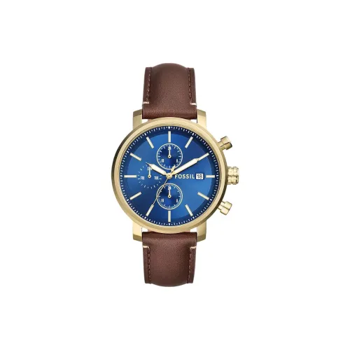 FOSSIL Наручные часы Кварцевый механизм LiteHide™ Кожаный ремешок 42 мм Синий циферблат Мужские часы