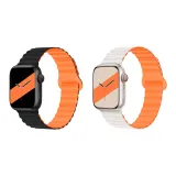 Яблоко с силиконовым ремешком - черный и оранжевый * Звездный свет апельсин