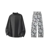 Темно-серый топ + серые камуфляжные штаны