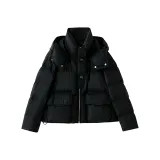 Чёрный укороченный хлопковый пуховик