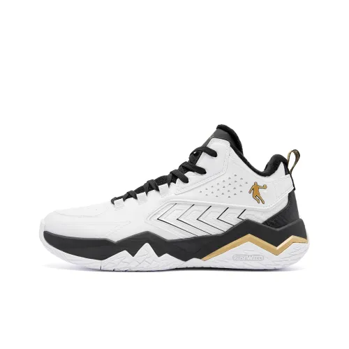 QIAODAN Slip-resistant Abrasion-resistant High Top Basketball Shoes Men's White Black QIAODAN Противоскользящие Износостойкие Высокие Баскетбольные Кроссовки Мужские Белый Черный