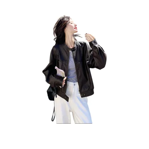 H YXIANG Кожа Куртка Женская