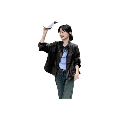 H YXIANG Кожа Куртка Женская